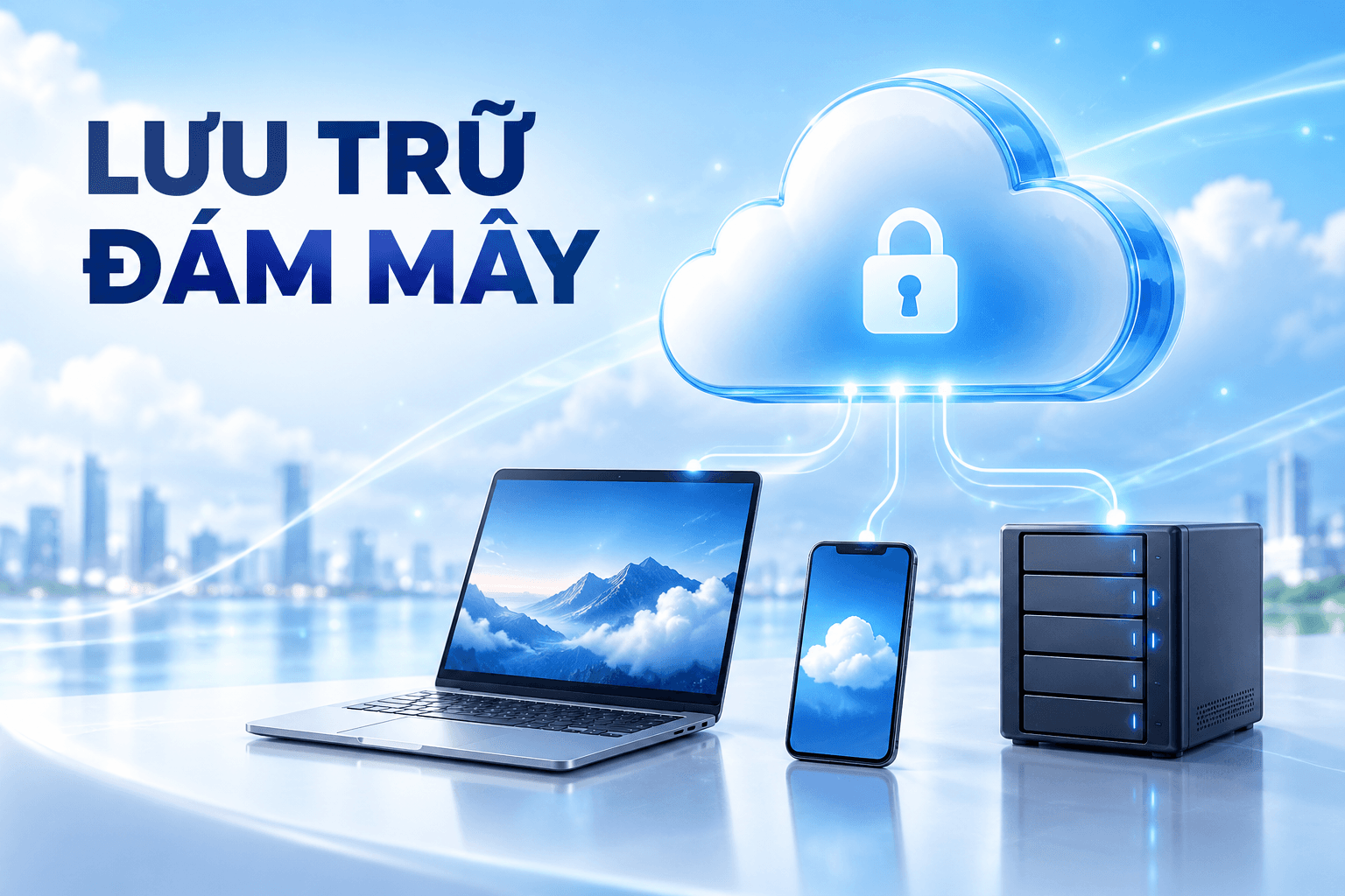 Dãy tủ máy chủ trong trung tâm dữ liệu đám mây