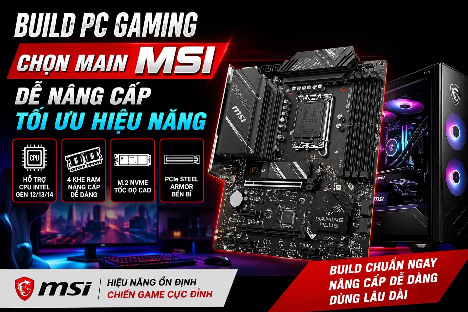 Build PC Gaming Chọn Main MSI – Dễ Nâng Cấp, Tối Ưu Hiệu Năng — ảnh đại diện