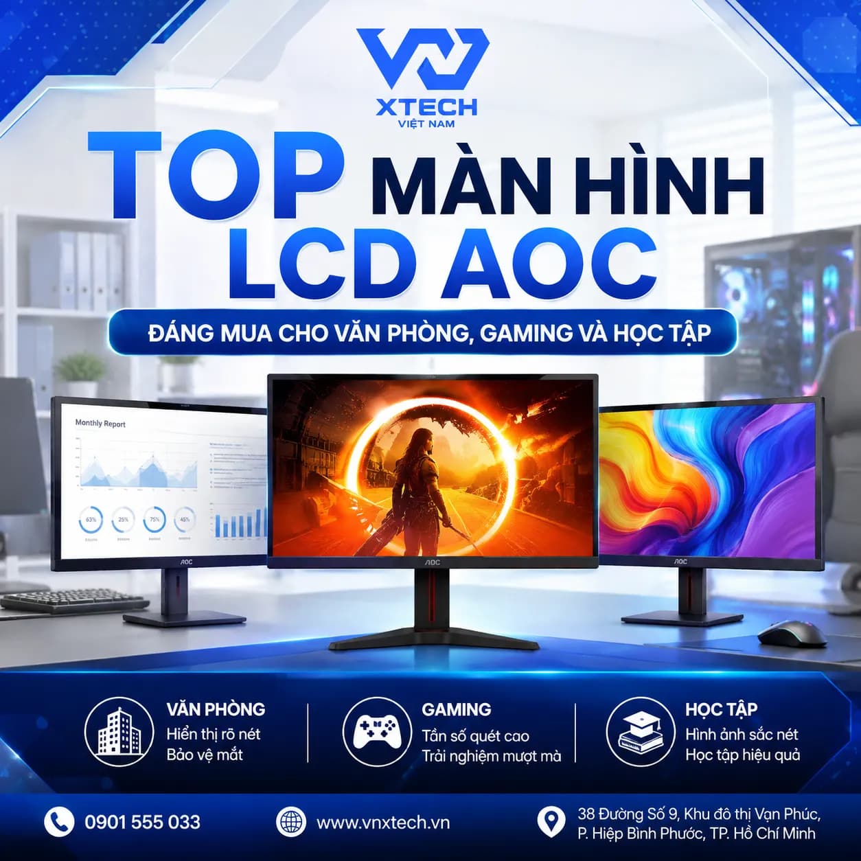 TOP MÀN HÌNH LCD AOC ĐÁNG MUA CHO VĂN PHÒNG, GAMING VÀ HỌC TẬP — ảnh đại diện