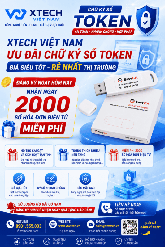 XTECH VIỆT NAM – ƯU ĐÃI CHỮ KÝ SỐ TOKEN DOANH NGHIỆP GIÁ SIÊU RẺ — hình minh họa 3