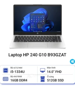 Laptop Mới HP 240 G10 i5 1334U 16GB 512GB 14.1inch FHD Win 11 Bạc (B93GZAT)