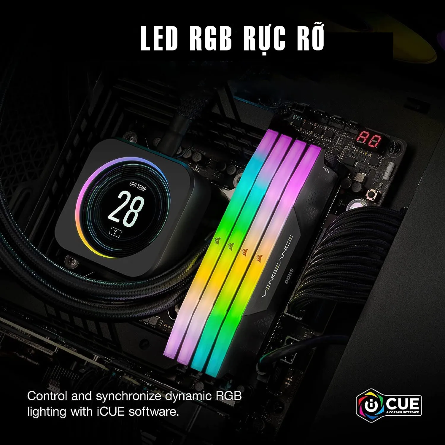 Ram Corsair 16GB 6000Mhz DDR5 Vengeance RGB Grey Heatspreader(CMH16GX5M1E6000Z36) - Ảnh 2