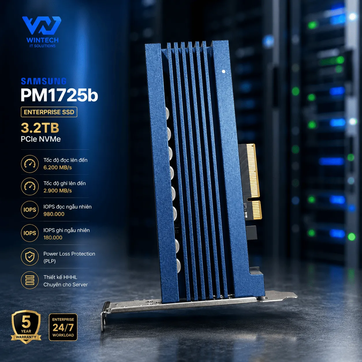 Ổ Cứng SSD Enterprise Samsung PM1725b 3.2TB PCIe NVMe Mới 95%